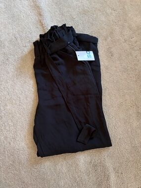 Paperbag Waist Black Women's Jumpsuit